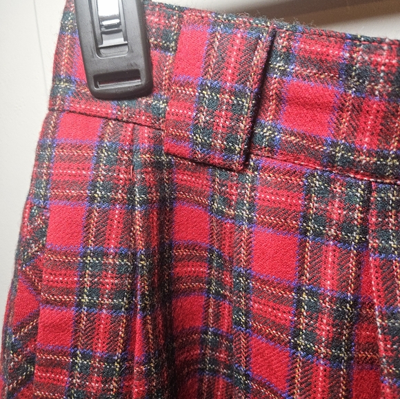 80s Vintage Gorgio Red Christmas Plaid Tartan Wool High Rise Shorts 10 27" Punk - Picture 5 of 16